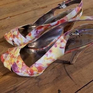 Floral slingback heels